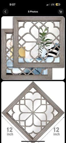 Wocred 2 PCS Square Wall Mirror,Gorgeous Rustic Farmhouse Accent Mirror,Barn Woo - Image 1