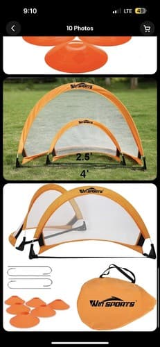 Win SPORTS Foldable Pop Up Soccer Goal Pro 2 Portable Soccer Nets with Carrying - Image 1