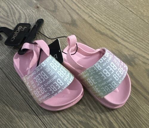 Bebe Baby Toddler Sandals Pink Glitter Logo Size 2 - Image 1