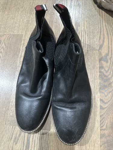 Mens Ben Sherman Black Leather Ankle Boots Slip On Size US 9 - Image 1