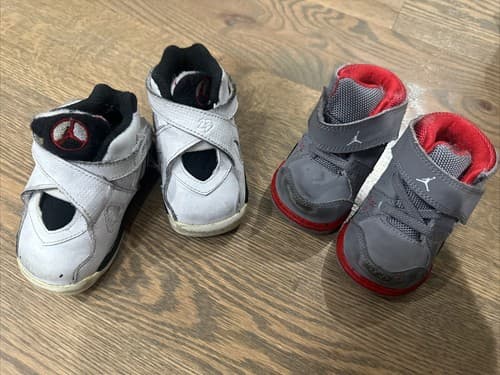 2009 Nike Air Jordan White/Black And Gray/red /Varsity Toddler Shoes Sz 4C - Image 1