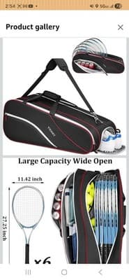 Ytonet Tennis Bag 6 Rackets, Large Tennis Racket Bag for Men Women with Insulate - Image 1