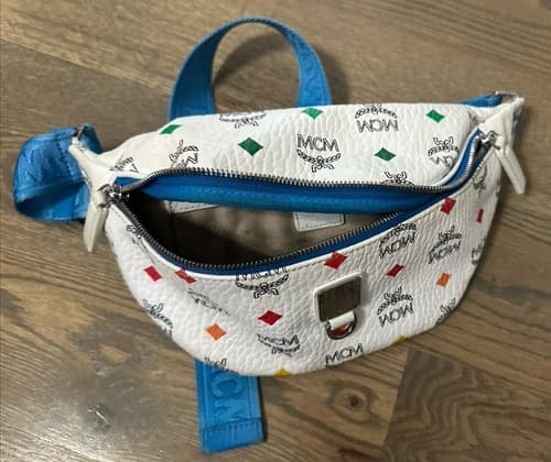 MCM White Spectrum Stark Belt Bag in Skyoptic Visetos - Image 1