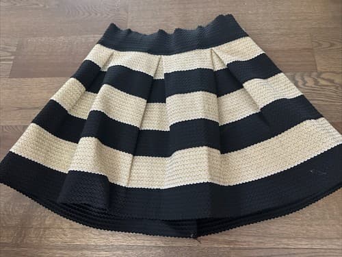 Xhilaration XL Skirt Black And Ivory Stripes With Gold Detailing - Image 1