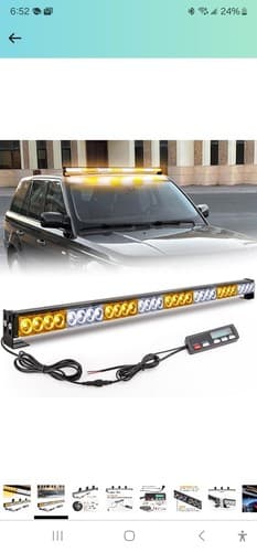 36inch LED Work Light Bar Dual Color Rooftop Emergency Warning Traffic Advisor - Image 1