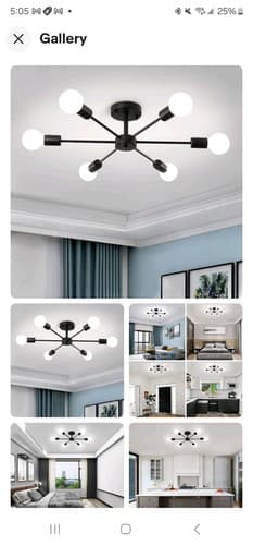 ZSMIHDOH Modern Black Sputnik Chandelier, 6-Light Semi Flush Mount Ceiling Light - Image 1