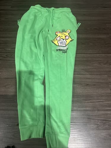 Civilized Sweatpants Joggers Green Teddy Bear American Greed Streetwear Size S - Image 1