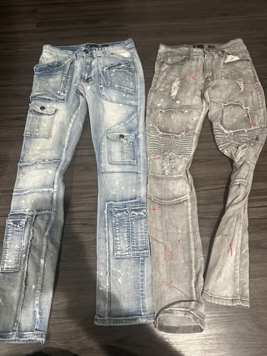 Waimea Men's Skinny Fit Blue And Gray Jeans Size 30x32 2 Pack - Image 1