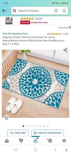Rugshop Modern Floral Circles Design for Living 2' x 3', Blue - Image 1