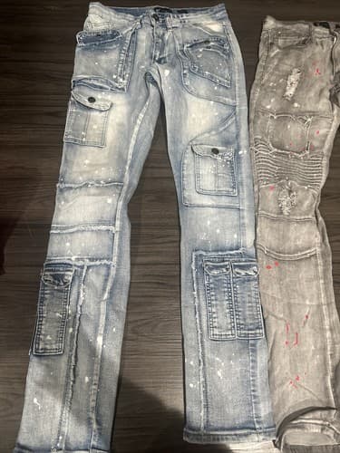 Waimea Men's Skinny Fit Blue And Gray Jeans Size 30x32 2 Pack - Thumbnail 4