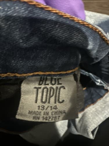 Blue Topic Jeans Ripped Distressed Patches Denim Paint Size 13/14 - Thumbnail 2