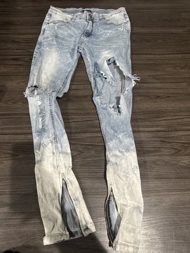 KAYDEN K. Mens Blue Distressed Skinny Stretch Jeans Size 34 - Image 1