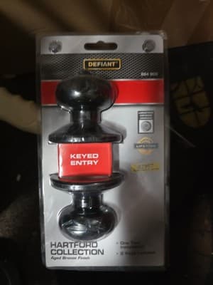 Defiant Keyed Entry Door Knob Round Handle Aged Bronze 884909 - Image 1