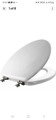 1844bna 000 Toilet Seat With Brushed Nickel Hinges Will Never Come Loose Elongat - Image 1