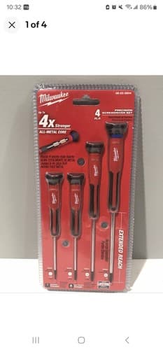 Milwaukee 48-22-2604 4-Piece Precision Screwdriver Set with 360 Degree Rotating - Image 1