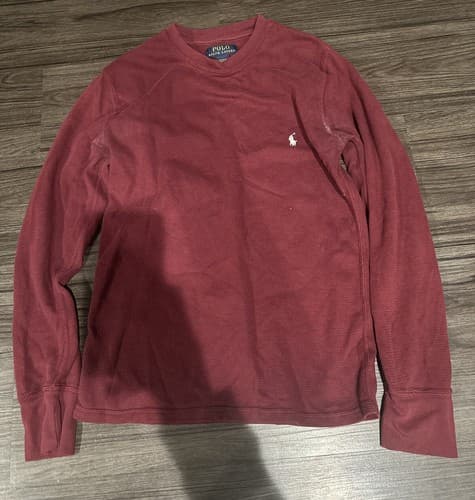 Polo Ralph Lauren T-Shirt Mens Small Red Long Sleeve Crew Neck - Image 1