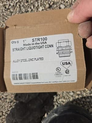 5 Pack American Fittings STR100 1" Straight Liquidtight Conduit Connector Steel - Image 1