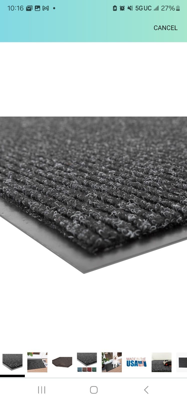 2' X 3' Notrax 109 Brush Step Carpeted Entrance Mat for Home or Office Charcoal - Image 1