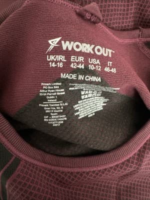 Work Out Womens size 10/12 Activewear Shirt Top long Sleeve - Thumbnail 2