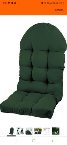 Patio Adirondack Chair Cushion 49x20x5 Gray High Back Fade Resistant Seat Pad - Image 1