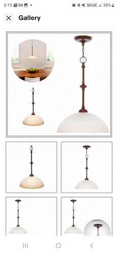 Hampton Bay Bristol Collection 1-Light Nutmeg Pendant Tea-Stained Glass Bronze - Image 1