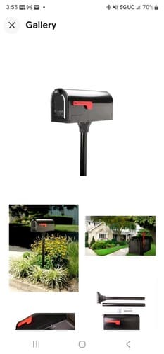 Architectural Mailboxes MB1 Medium Steel Post Mount Mailbox & 2" Post Kit- Black - Image 1