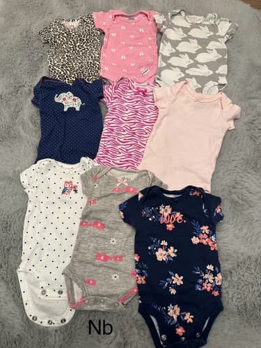 Baby Girl Lot Of 9 Clothes One Piece Short Sleeve Newborn - Image 1