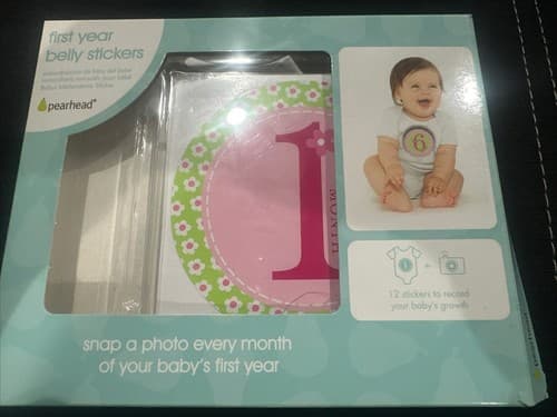 Pear Head Baby's Girl First Year Belly Milestone Stickers Months 1-12 - Image 1
