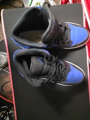 Air Jordan 1 Mid 'Hyper Royal Blue' Black Sneaker Size 4.5Y / 6W BNIB 554725-077 - Thumbnail 2