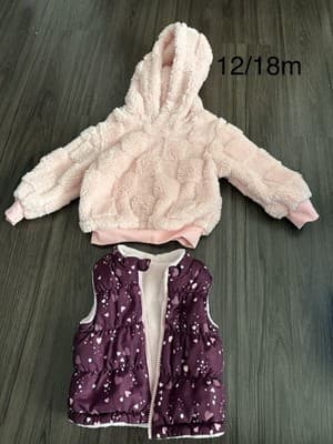 Girl Purple Vest And Pink Hoodie Size 12-18m - Image 1
