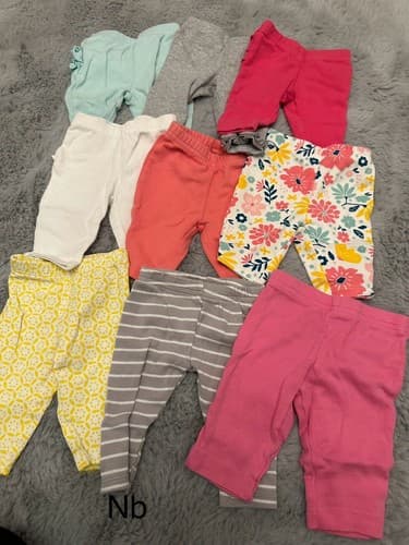 Baby Girl Lot Of 9 Clothes Newborn Pants - Image 1