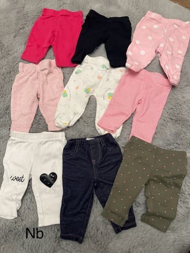 Baby Girl Lot Of 9 Clothes Newborn Pants - Image 1