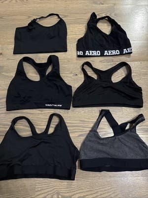 Junior's Black Stretch Pull On Sports Yoga Bra Size Small 34/36 Lot Of 6 - Image 1