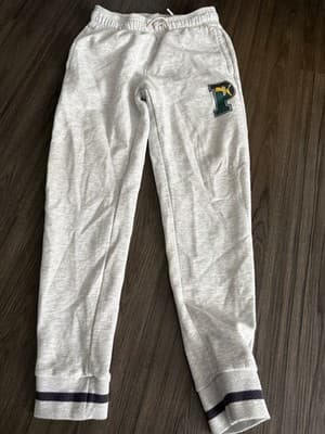 PUMA Women’s Gray Fleece Sweatpants L Drawstring Elastic Waist Pockets - Image 1