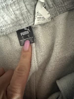 PUMA Women’s Gray Fleece Sweatpants L Drawstring Elastic Waist Pockets - Thumbnail 2