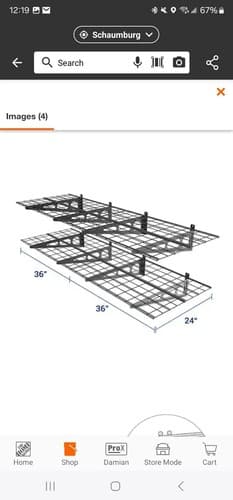 FLEXIMOUNTS Garage Wall Shelf 36" W x 24" D Steel Black (4-Pack) - Image 1
