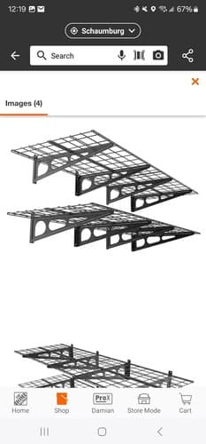 FLEXIMOUNTS Garage Wall Shelf 36" W x 24" D Steel Black (4-Pack) - Thumbnail 2