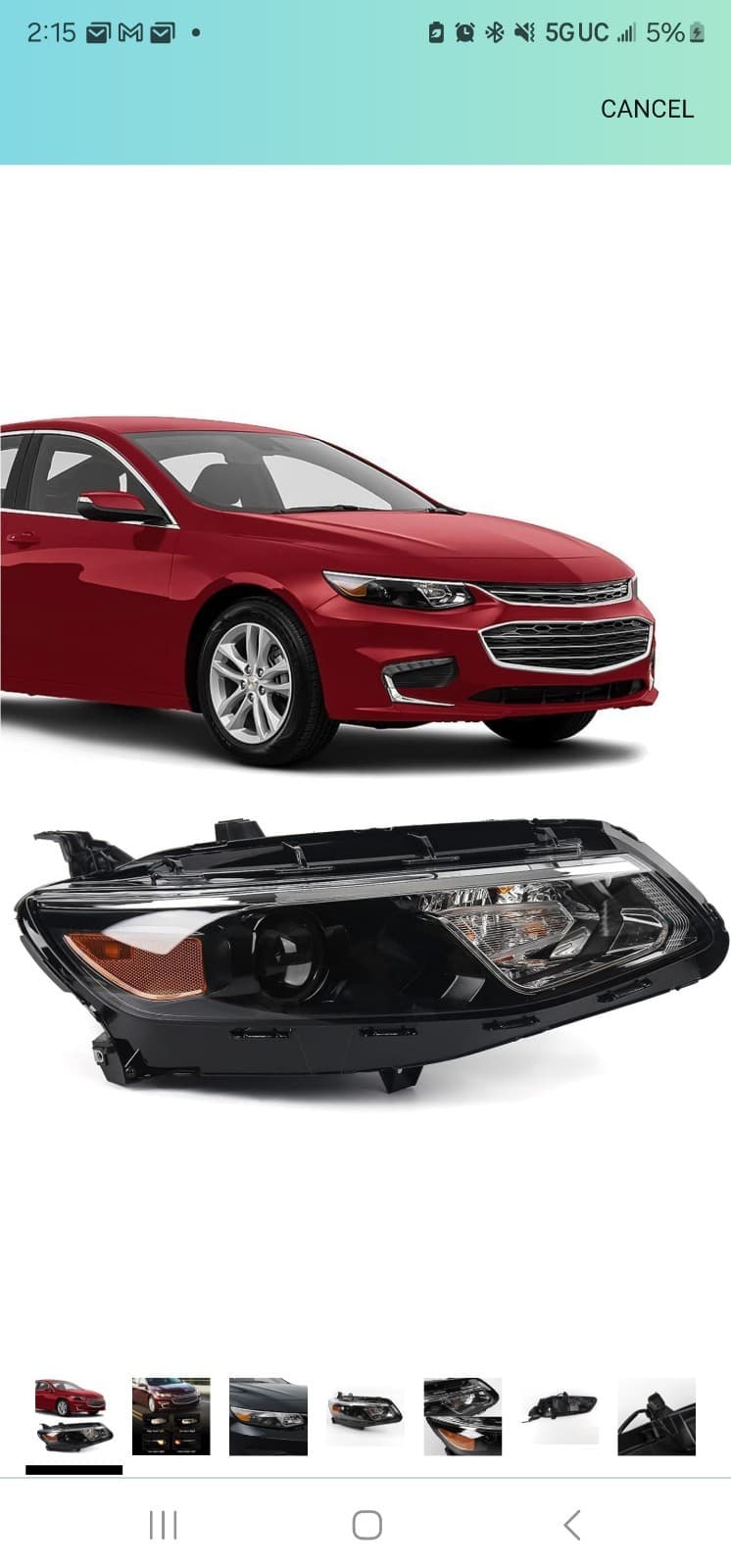FIONE Headlight Assembly for Chevy Malibu Projector 2016-2018 Replacement Haloge - Image 1