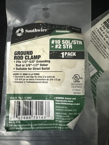 Southwire Grounding Rod Clamp #10 SOL/STR #2 STR Wire 65176440 3pk - Image 1