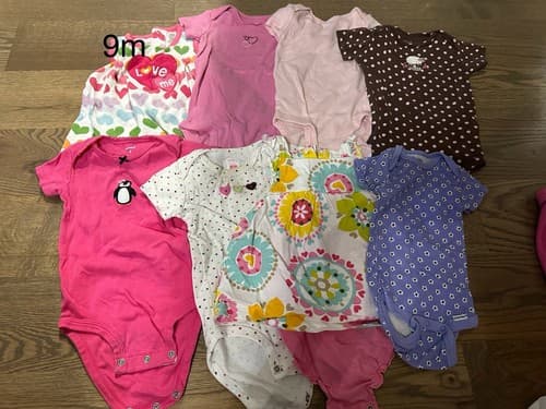 Baby Girl Lot Of 8 Clothes One Piece Short Sleeve 9 Months - Image 1