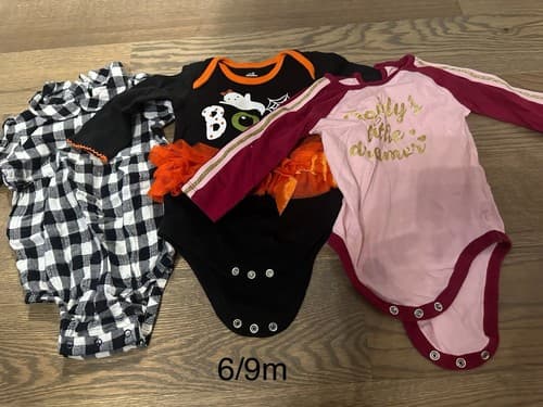 Baby Girl Lot Of 3 Clothes One Piece Bodysuit Size 6/9 Months - Image 1
