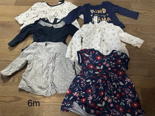 Baby Girl Lot Of 6 Clothes Size 6 Months Long And Short Sleeve - Image 1