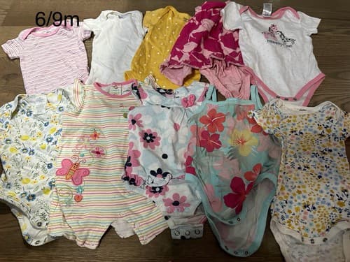 Baby Girl Lot Of 10 Clothes One Piece Short Sleeve 6/9 Months - Image 1