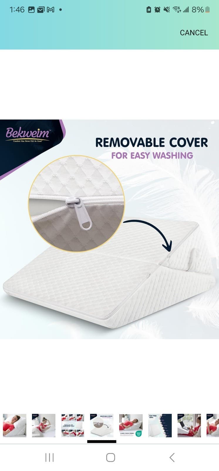 Adjustable Bed Wedge Pillow for Sleeping - Wedge Pillow for Sleep Apnea, Gerd, - Thumbnail 2