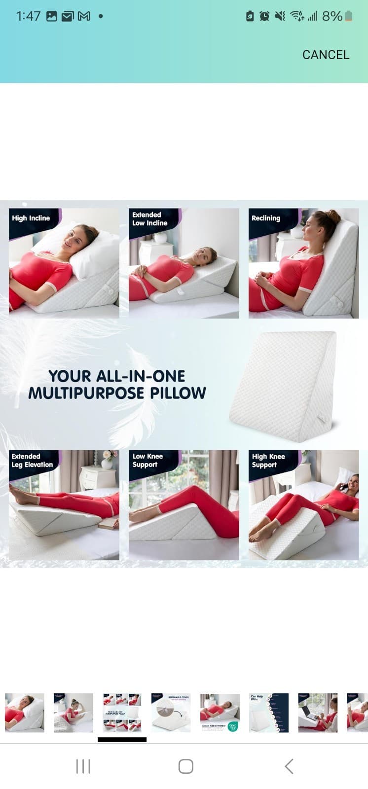 Adjustable Bed Wedge Pillow for Sleeping - Wedge Pillow for Sleep Apnea, Gerd, - Thumbnail 3