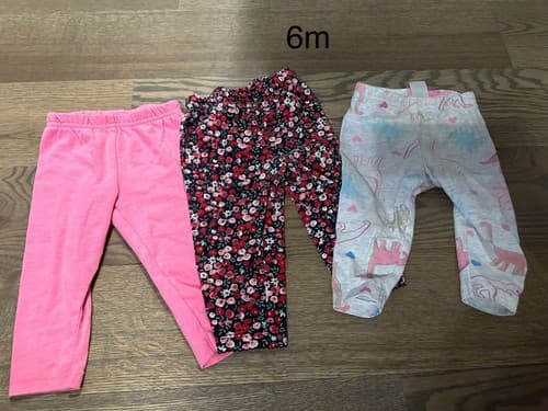 Baby Girl Long Pants Set Of 3 Size 6 Months - Image 1