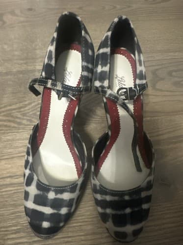 Lela Rose Plaid Platform Round Toe Chunky Heel Ankle Strap Pumps Size 6.5 - Image 1