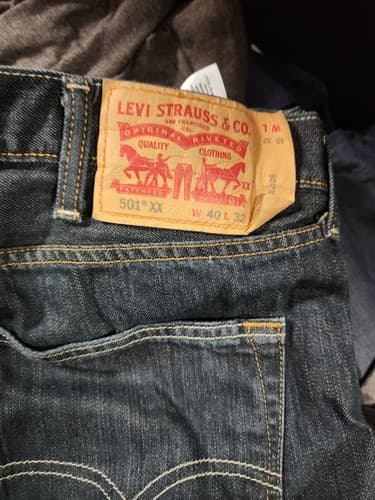 Levi's 501 XX Jeans Mens W40 L32 Classic Button Fly Straight Leg Blue Distressed - Thumbnail 2