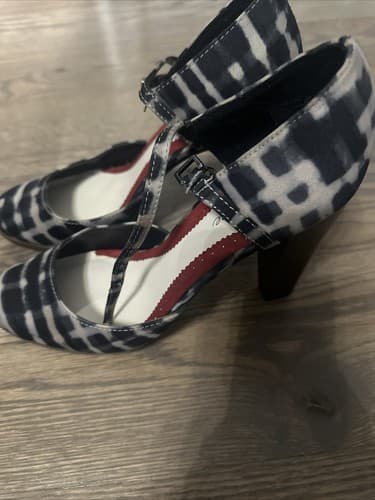 Lela Rose Plaid Platform Round Toe Chunky Heel Ankle Strap Pumps Size 6.5 - Thumbnail 2