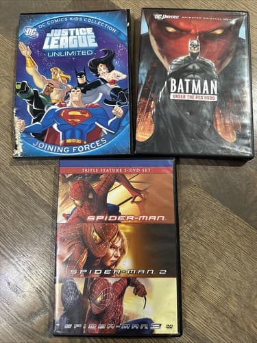 Movies DVD LOT Of 3 Spider-Man Batman And Justice League - Image 1
